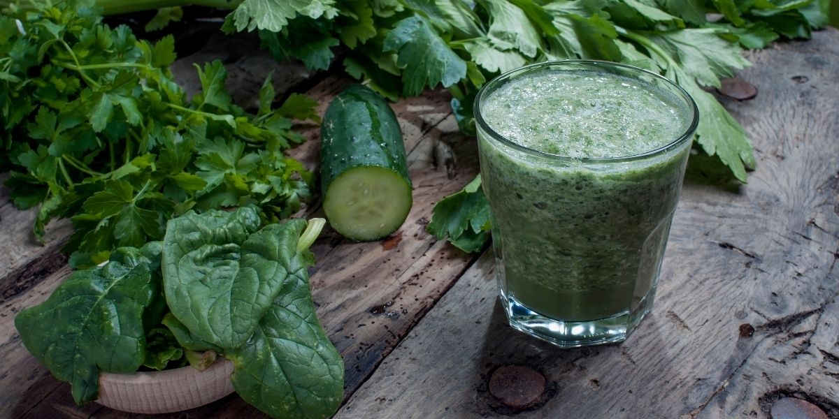 Detoxifying drink placed on the table