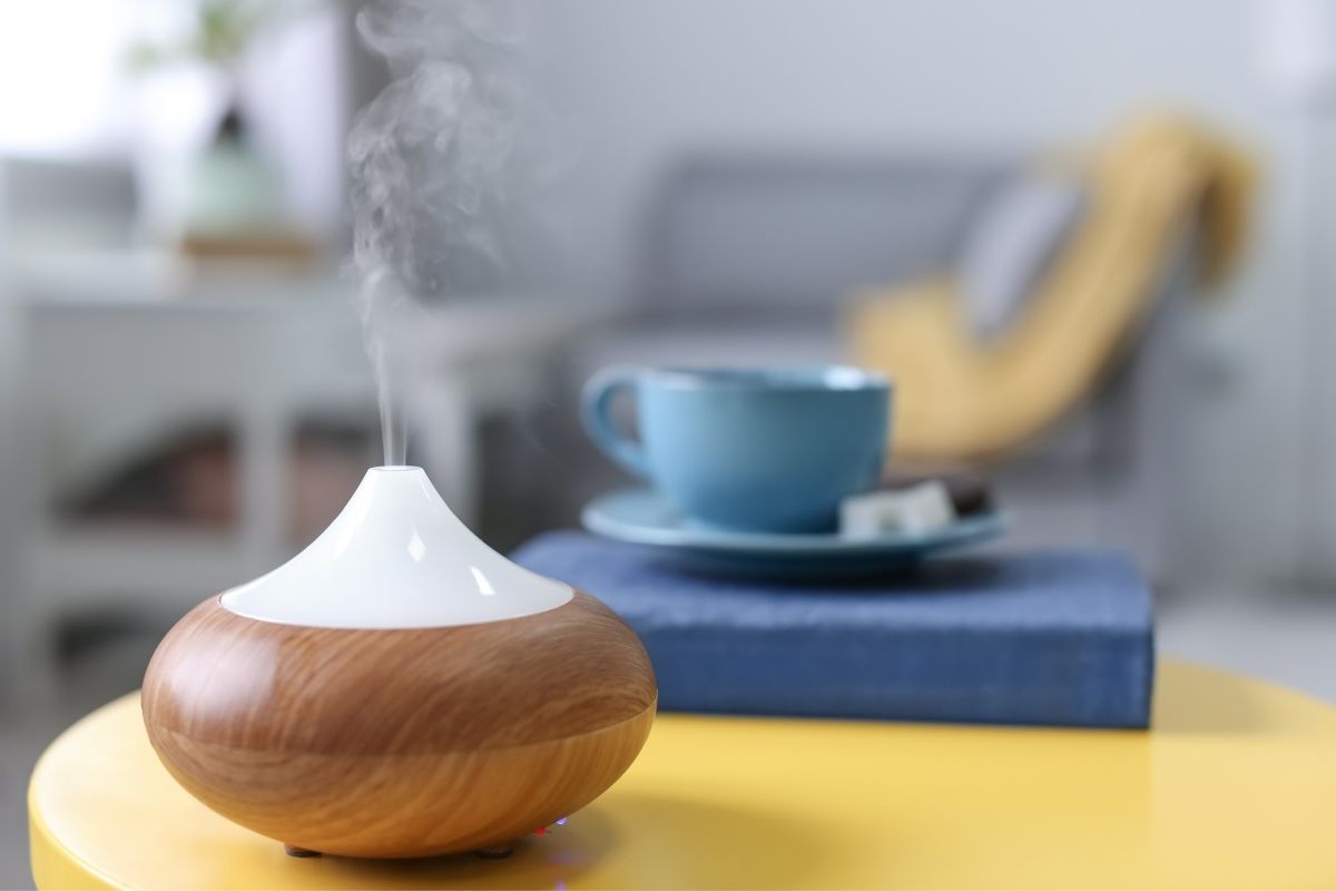 A picture of humidifiers placed on the yellow table