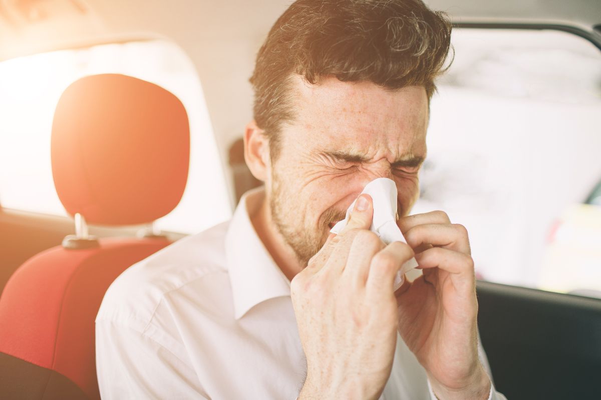 The man was disgusted by having thick rubbery mucus coming from his nose.