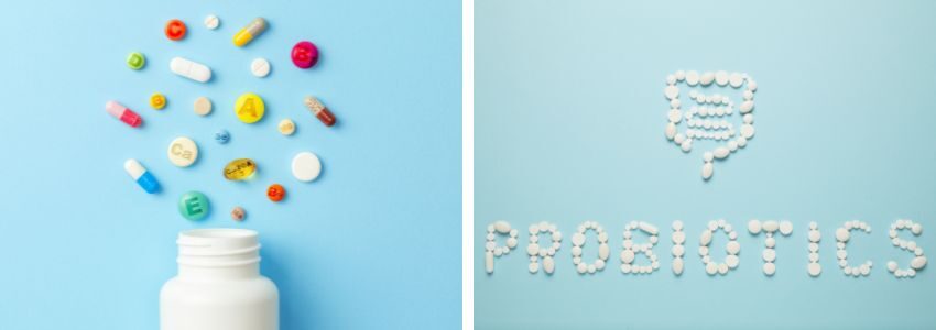 A side-by-side comparison of probiotics and vitamins.