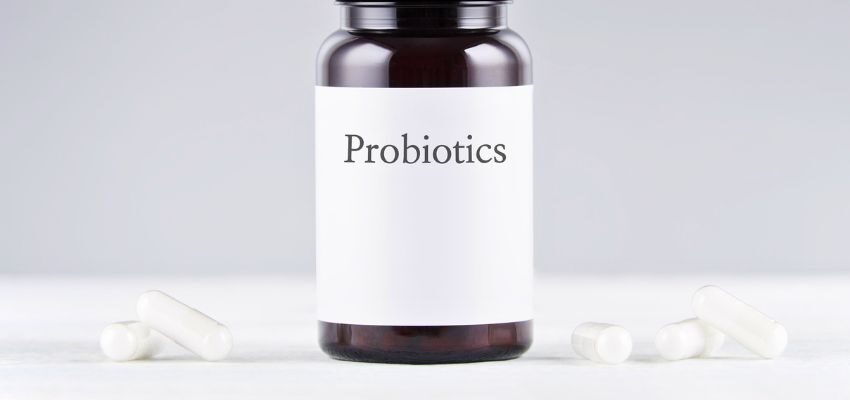 A bottle of probiotic supplements.