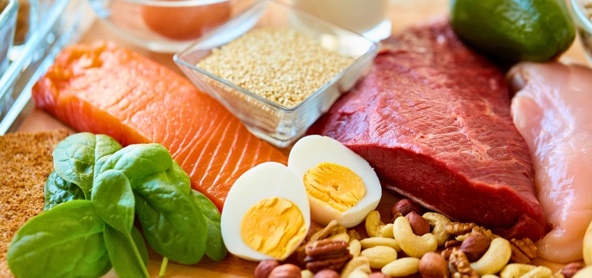 Assortment of high-protein foods that can trigger issues and tips on how to stop protein farts