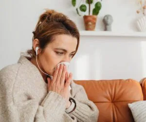 The woman has a sinus infection.