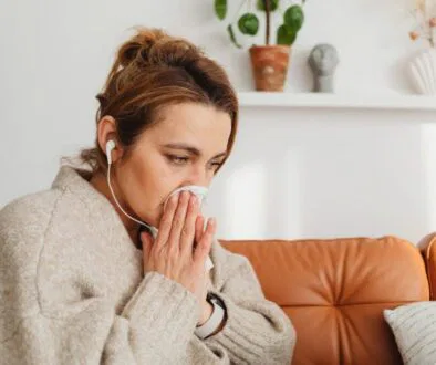 The woman has a sinus infection.