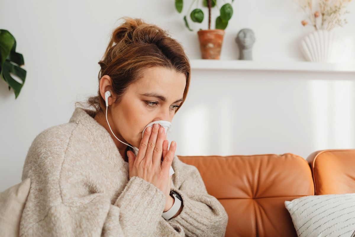 The woman has a sinus infection.