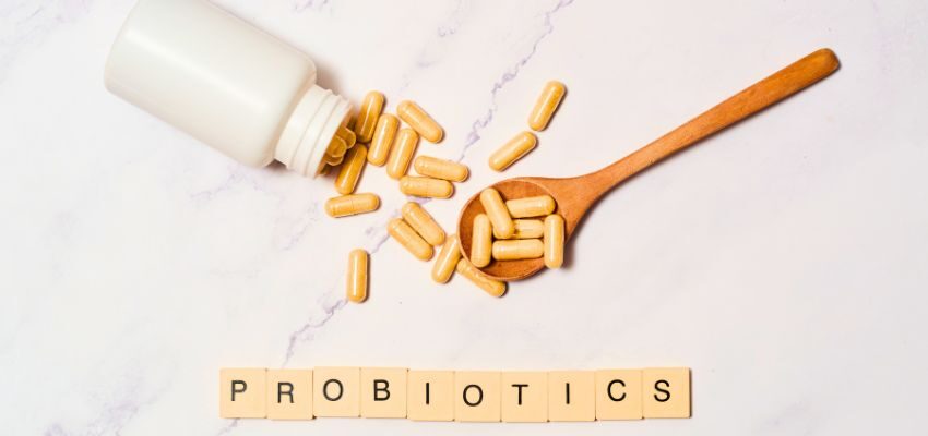 link between sinus stomach problem (3) A bottle of probiotics supplement.