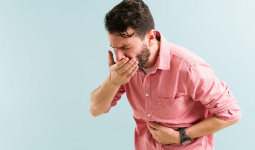 A man has a health issue because of sinus and stomach problems.