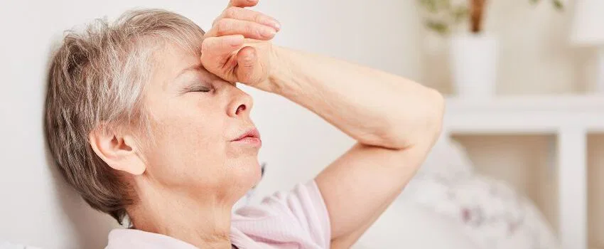 The woman suffers from post-nasal drip nausea, which makes her stressed.