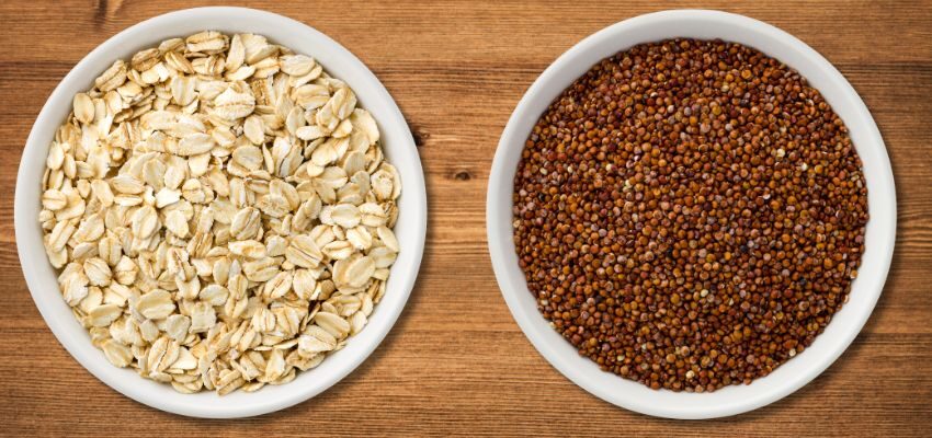 A bowl of oats and quinoa.