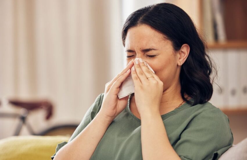 The woman has a sinus infection.