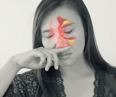 The woman has a sinus perforation.