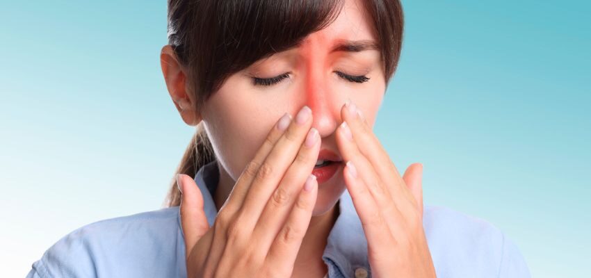 The woman has nasal congestion.