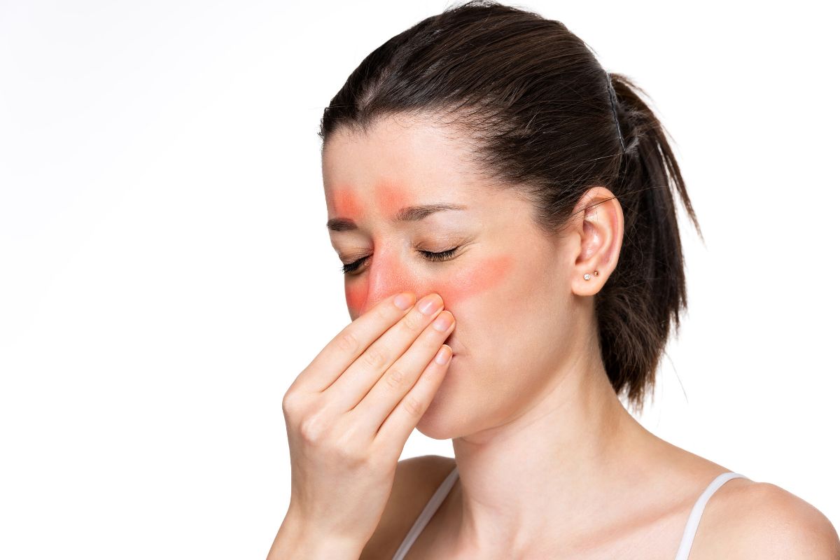 A woman suffers from sinus perforation.