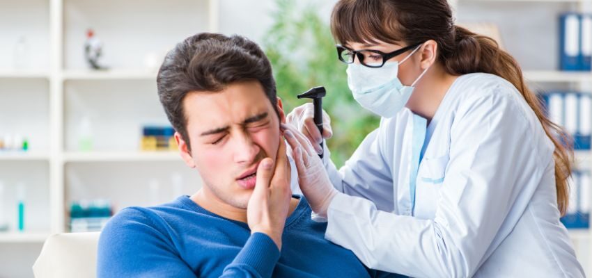 The man decided to go for a check-up because of ear congestion.