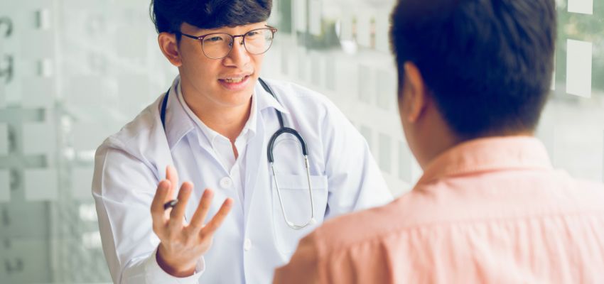Doctor explaining to a patient why everything tastes salty