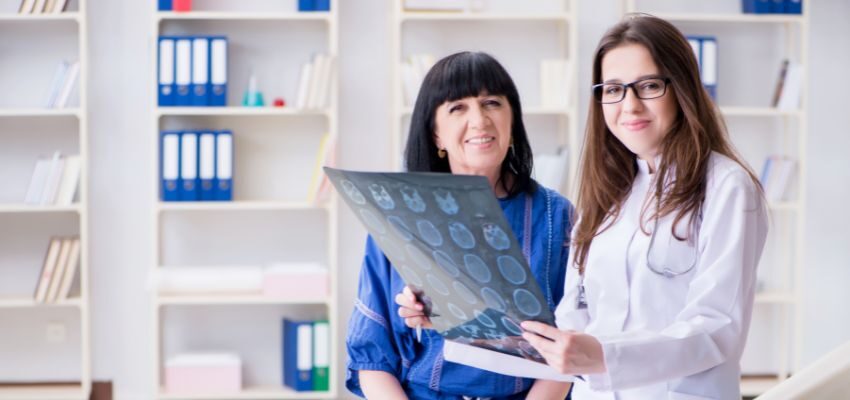 The woman seeks help from the doctor to treat sinus infections.