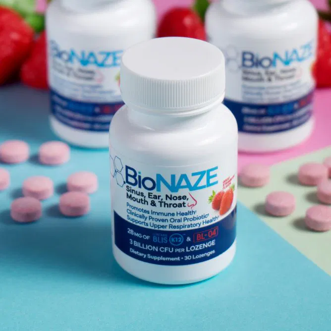 Bionaze probiotic containing Blis K12.