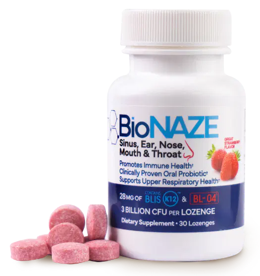 Bionaze probiotic containing Blis K12.