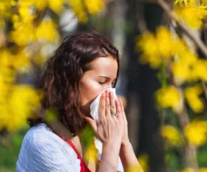 The woman has seasonal allergies.