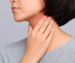 The woman has strep throat.